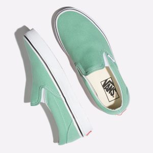 Vans Bayan Kaykay Ayakkabısı Slip-On Yeşil/Beyaz | 64979-129